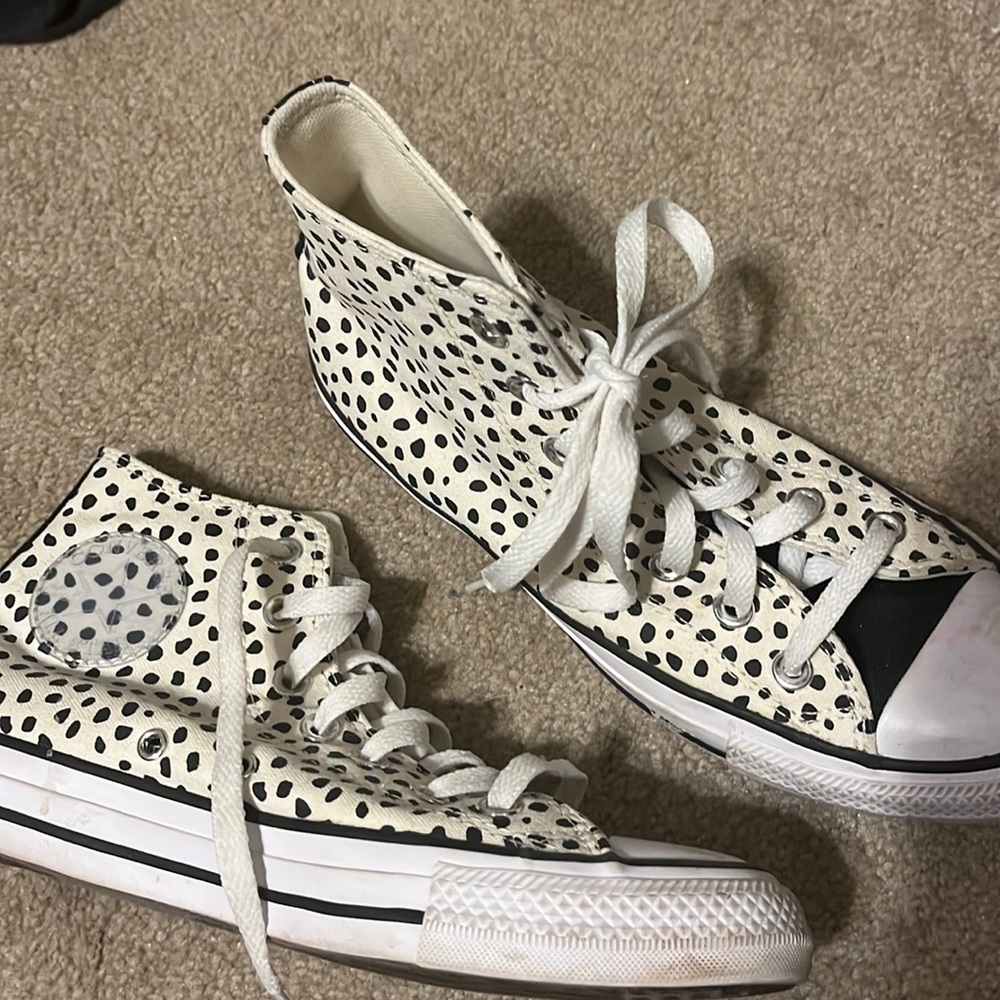 These are sneakers that are polka dot.